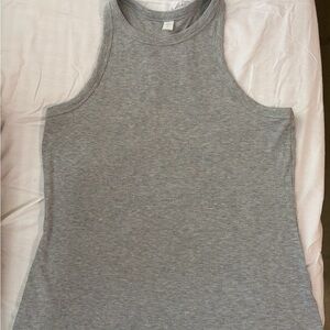 Ribbed High-Neck Tank Top in Grey